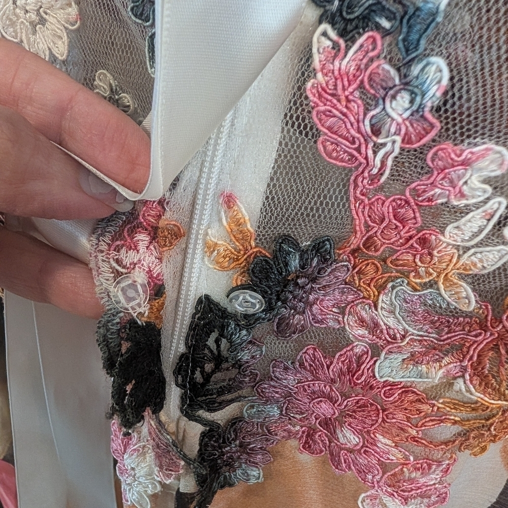 Jovani Floral Strapless Corset Silk And Lace Applique Evening Dress Sz 10 - Picture 7 of 14